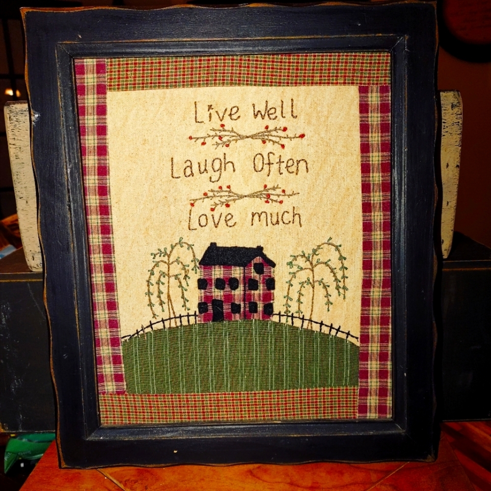 Primitive Country Embroidered Wall Picture